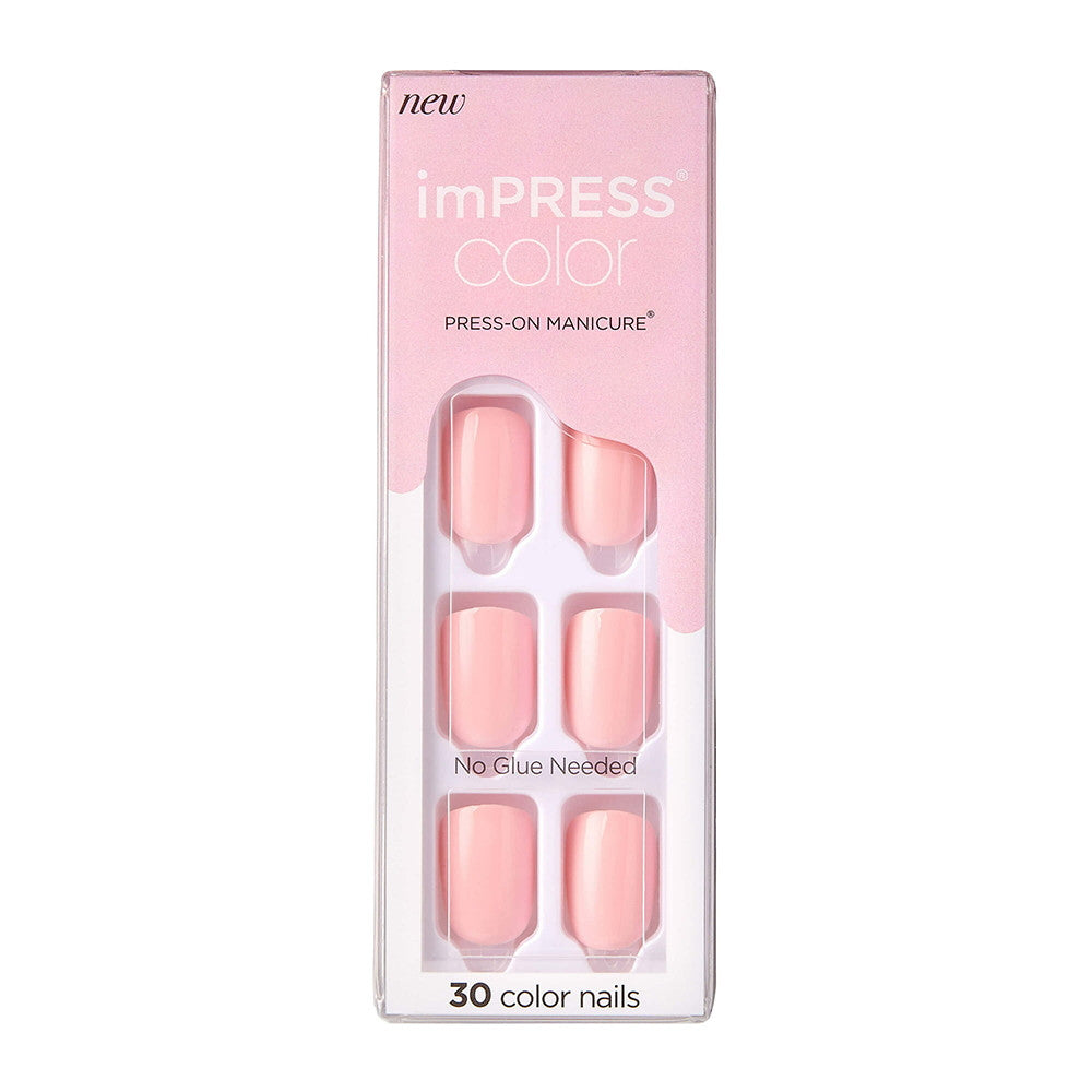 Kiss impress Color Press on Manicure Pick Me Pink, Short, 30 ct